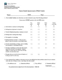 Phq Form Pdf Printable